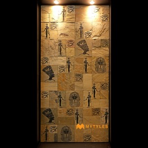 undefined-Natural Stone Mural Egypt design Code22659/26582 (1x1 Ft, Slatestone)-MYTMU011