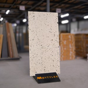 undefined-Vitrified Cream Terrazzo Floor and Wall Tile Code33396 (600x1200mm, Matt)