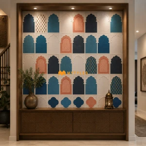 undefined-Vitrified Blue Designer Wall Tile Code38184 (600x1200mm, Matt)