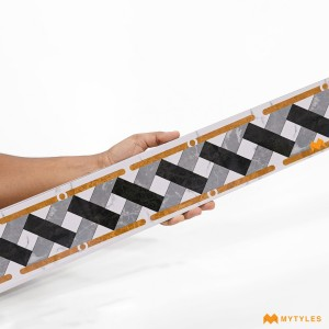 undefined-Vitrified White and Black Border Tile Code33827 (100x1200mm, Glossy)