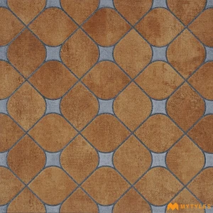 undefined-Brown Paver Check Vitrified Digital Parking Tile Code39126 600x600mm 3Pc 12mm