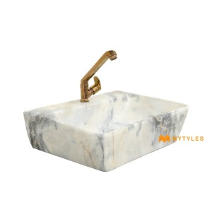 undefined-Ceramic Marble Finish Cream Wash Basin Code31922 (350x450mm, Glossy)