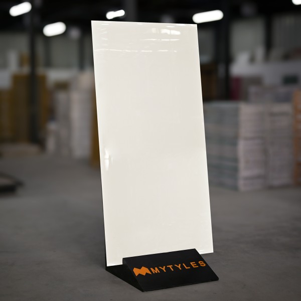 Solid Color Tiles-Vitrified Plain White Floor and Wall Tile Code30679 (600x1200mm, Glossy)
