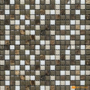 undefined-Imported Brown Mosaic Wall Tile Code32727 (300x300mm, Glossy)