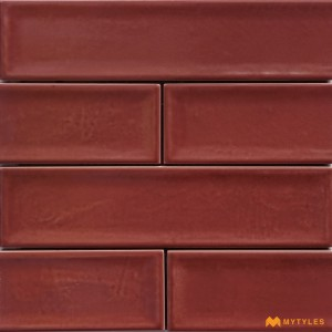 undefined-Imported Red Subway Wall Tile Code22612 (75x300mm, Matt)