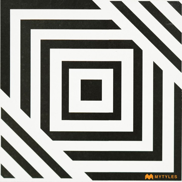Moroccan Tiles-White and Black Moroccan Floor and Wall Tile Code18296 (300x300mm, Matt)