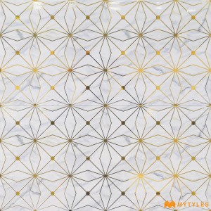 undefined-White and Gold Highlighter Wall Tile Code35713 (300x600mm, Metallic)