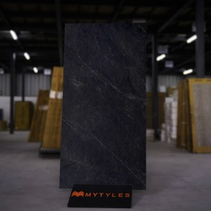 undefined-Vitrified Black Floor and Wall Tile Code32465 (600x1200mm, Matt)