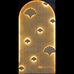 undefined-Teak Sandstone Mural MYTMU027 (2x4 Feet, Sandblast Finish)