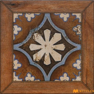 undefined-Brown Parquet Inlay Carving Matt Ceramic Moroccan Tile Code40643 300x300mm