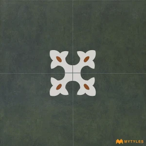undefined-Green Moroccan Floor and Wall Tile Code37977 (600x600mm, Satin)