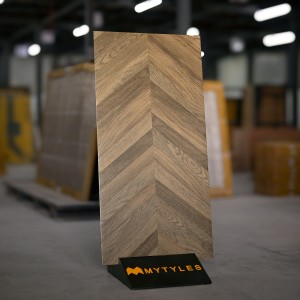 undefined-Brown Chevron Pattern Wooden Floor and Wall Tile Code27604 (600x1200mm, Matt)