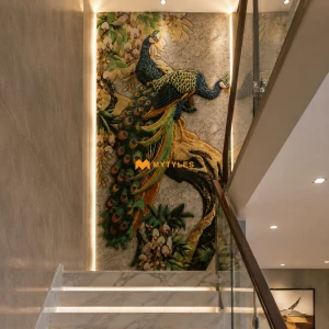 undefined-Poster Wall Tile -Peacock P-319 Code18329 (3x5 Feet, Glossy, 10Pcs)