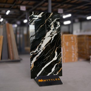 undefined-Vitrified Black Floor and Wall Tile Code33370 (600x1200mm, Hi-Glossy)