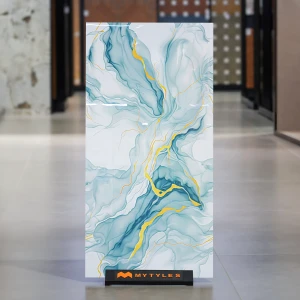 undefined-Vitrified Blue Floor and Wall Tile Code38217 (600x1200mm, Glossy)