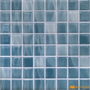 undefined-Blue Swimming Pool Mosaic Floor and Wall Tile Code38525 (200x200mm, Glossy)