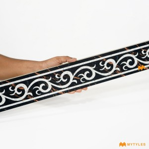 undefined-Vitrified Black Border Tile Code33824 (100x1200mm, Glossy)