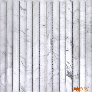 undefined-Imported White Fluted Mosaic Wall Tile Code37730 (300x300mm, Stone)