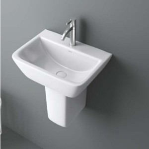undefined-White Wash Basin With Half Pedestal Code31354 (300x405mm, Glossy, Neville)