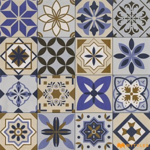undefined-Porcelain Blue Moroccan Floor and Wall Tile Code30940 (600x600mm, Matt)