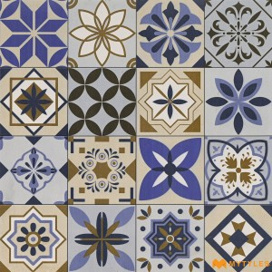 undefined-Porcelain Blue Moroccan Floor and Wall Tile Code30940 (600x600mm, Matt)
