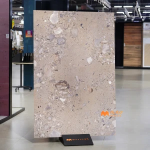 undefined-Vitrified Beige Terrazzo Slab Floor and Wall Tile Code37312 (1200x1800mm, Matt)