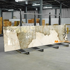 undefined-Vitrified Beige Slab Floor and Wall Tile Code22030 (790x3000x15mm, Glossy)