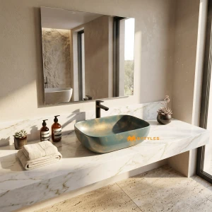 undefined-Turquoise Gold Table Top Wash Basin Code16850 (330x460x125mm, Matt)