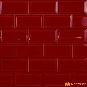 undefined-Red Subway Wall Tile Code1107 (100x200mm, Glossy)