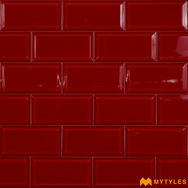Subway Tiles-Red Subway Wall Tile Code1107 (100x200mm, Glossy)