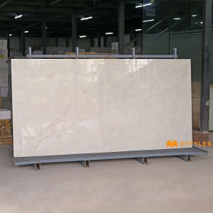 undefined-Vitrified Cream Slab Floor and Wall Tile Code35075 (1200x2400mm, Glossy)