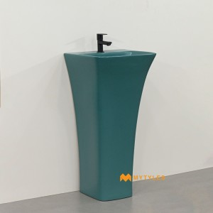 undefined-Ceramic Green Pedestal Wash Basin Code36206 (375x400x820mm, Matt)