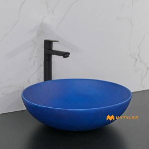 undefined-Quartz Blue Wash Basin Code36126 (400x400x100mm, Matt)