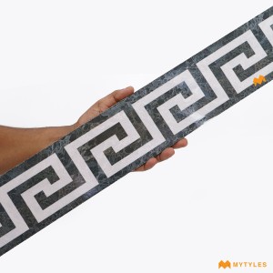 undefined-Vitrified White and Black Border Tile Code33818 (100x1200mm, Glossy)