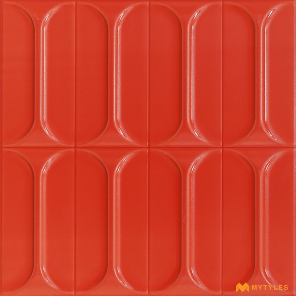 Textured Tiles-Ceramic Red Textured Wall Tile Code26685 (300x300mm, Matt)