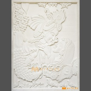 undefined-Mint Stone Radha Krishna Mural Code31000 (4x5 Feet, Stone)-MYTMU037 