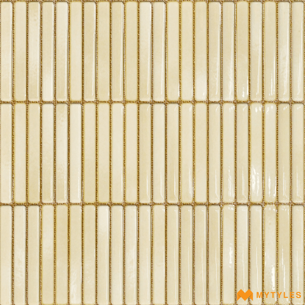 Textured Tiles-Ceramic Ivory Kitkat Wall Tile Code26697 (300x300mm, Glossy)