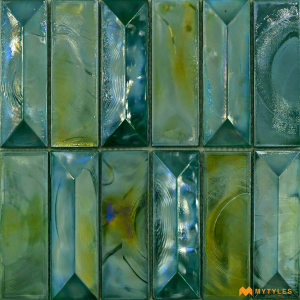undefined-Imported Green Rectangle Mosaic Wall Tile Code25489 (301x303mm, Glass, Dry Wall Only)