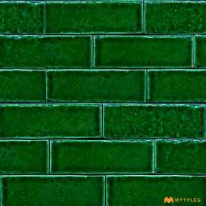undefined-Imported Green Subway Floor and Wall Tile Code30461 (50x150mm, Glossy)