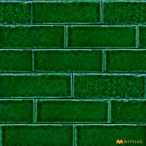 undefined-Imported Green Subway Wall Tile Code30461 (50x150mm, Glossy)