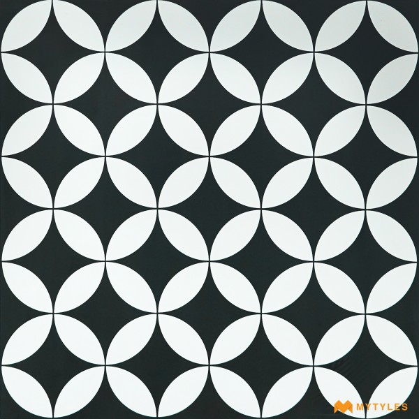 Moroccan Tiles-White and Black Moroccan Floor and Wall Tile Code27917 (600x600mm, Matt)