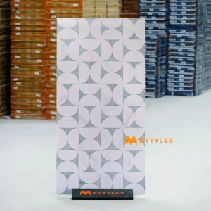 undefined-Hourglass White Waterjet Matt Vitrified Inlay Tile Code40432 600x1200mm 2Pc
