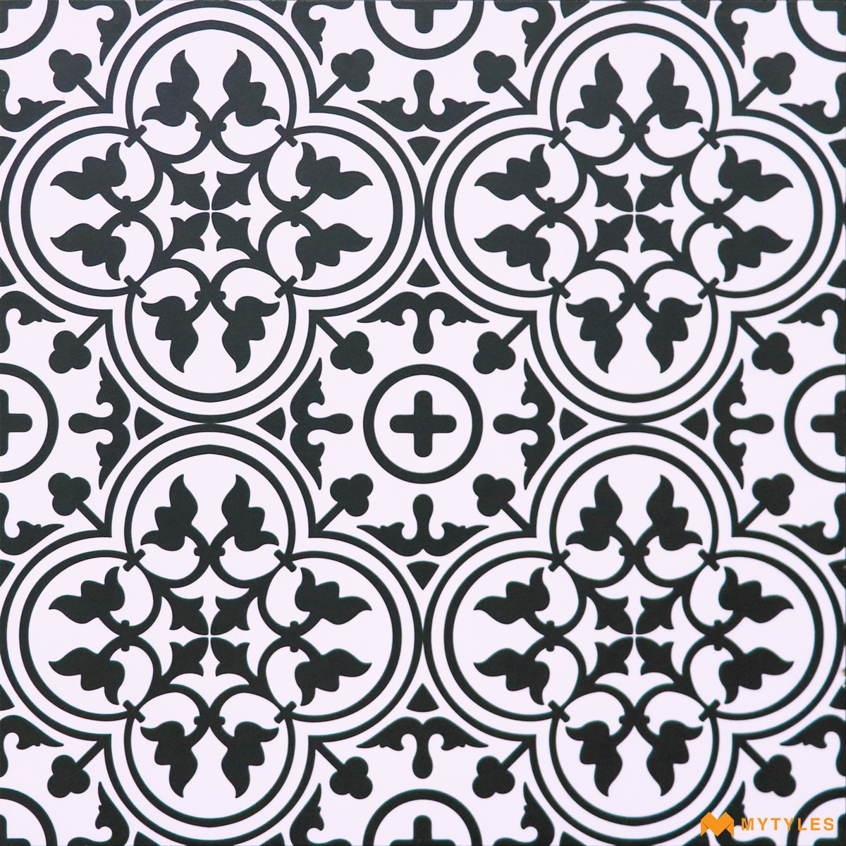 Buy 2x2 ft White and Black Moroccan Floor Tile code26258 Online | MYTYLES