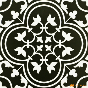 undefined-Ceramic Black and White Moroccan Floor and Wall Tile Code27644 (300x300mm, Matt)
