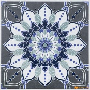 undefined-Vitrified Blue Moroccan Floor and Wall Tile Code33671 (600x600mm, Matt)