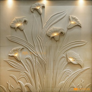 undefined-Mint Stone 3D Flower Wall Mural Code36044 (8x8ft, Stone)-MYTMU057 