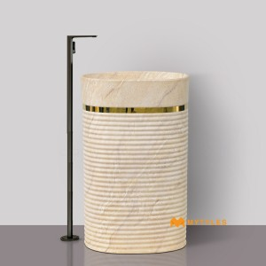 undefined-Ceramic Cream Pedestal Wash Basin Code35290 (510x360x820mm, Matt)