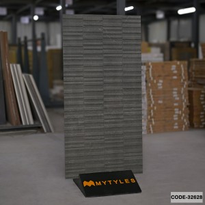 undefined-Vitrified Black Textured Wall Tile Code32628 (600x1200mm, Matt)