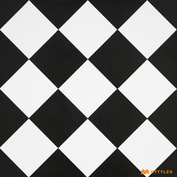Moroccan Tiles-Ceramic Black and White Moroccan Tile Code31320 (300x300mm, Matt)