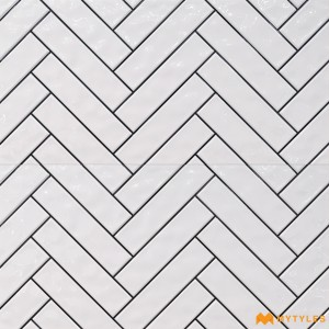 undefined-Ceramic White Geometric Wall Tile Code36042 (300x600mm, Glossy)